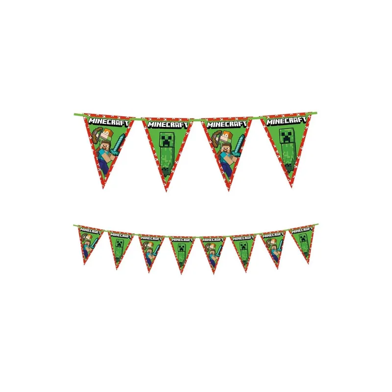 We fiesta Party Girlande Flaggen Minecraft 2.3 m, vert