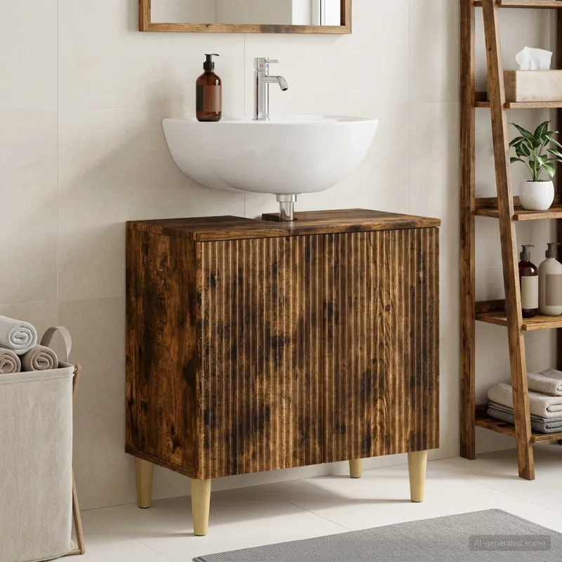 Meuble sous Lavabo de Salle de Bain ARNHEM Chêne fumé