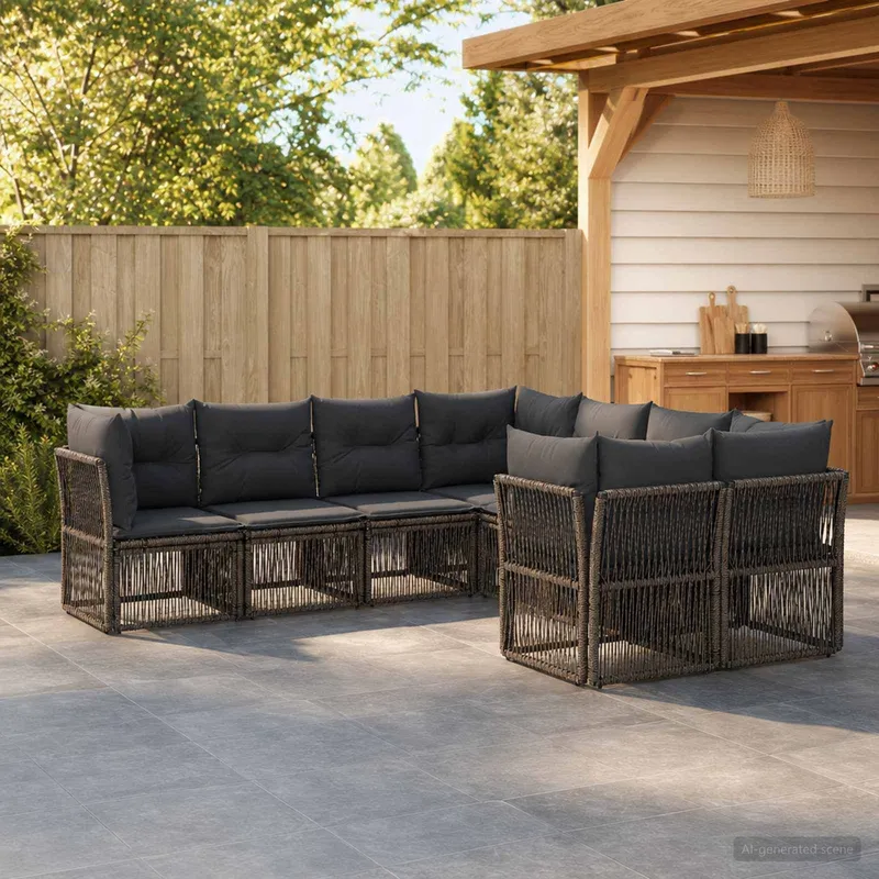 Gartensofa-set 8 stk. 8-Sitzanzahl grey Poly-Rattan