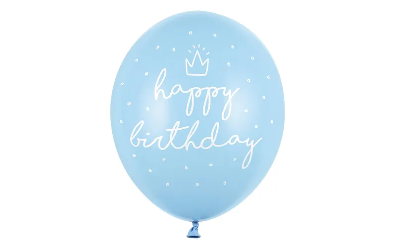 Partydeco Luftballon Happy Birthday Pastellblau Ø 30 cm, 6 pieces