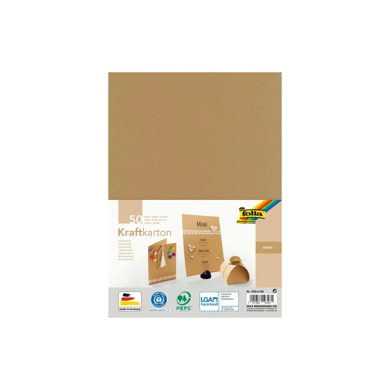 Folia Kraftkarton Kraftpapier A4, 50 Blatt 230 g/m²