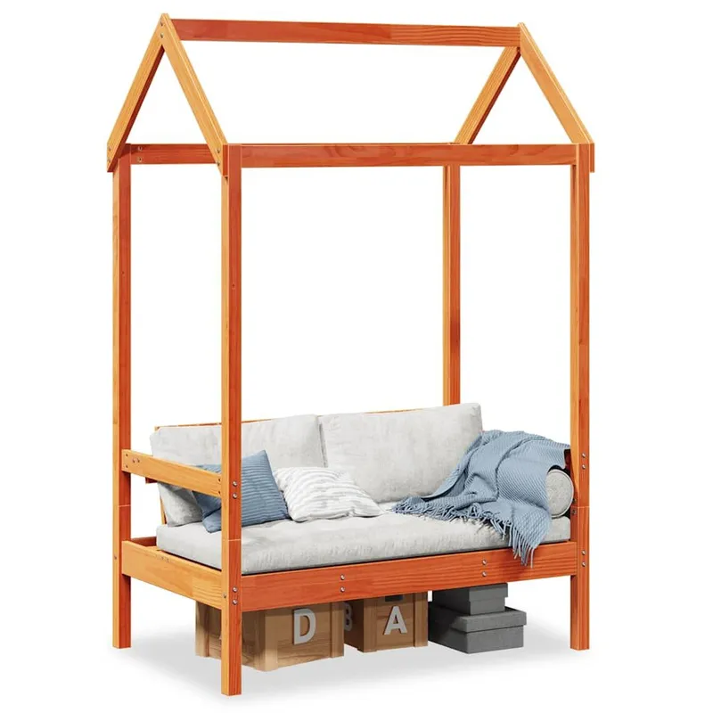 Bank with Dach Wachsbraun 117,5x70x176,5 cm solid pine wood