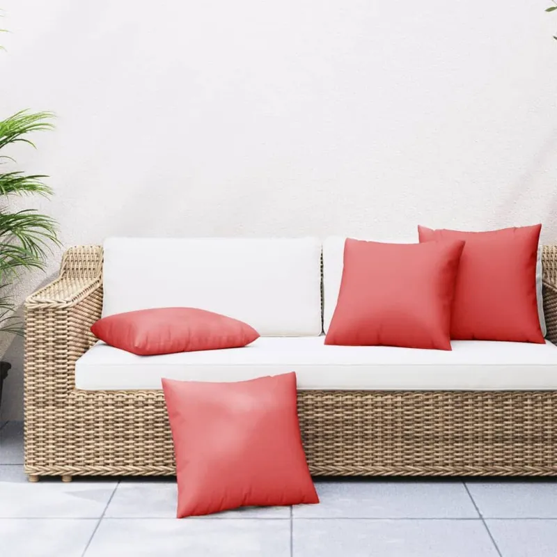 Coussins de canapé lot de 4 rouge 60x60 cm tissu