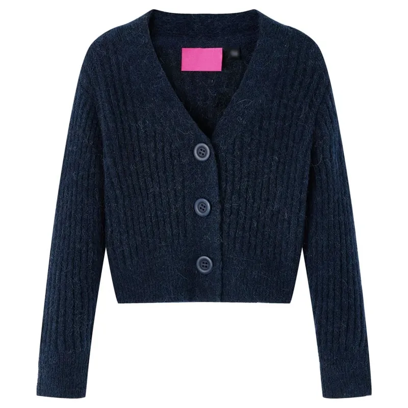 Cardigan tricoté pour enfants bleu marine 128