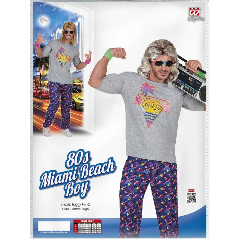 Kostüm 80's Beach Boy S mehrfarbig