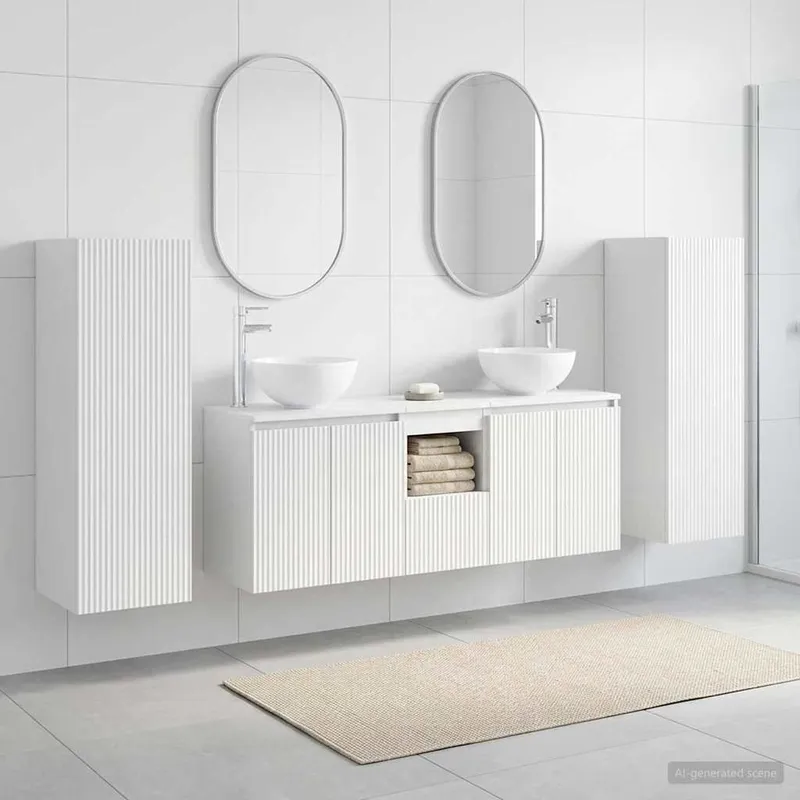 Badezimmermöbel-Set 5 stk. bianco 33 x 34,5 x 100 cm