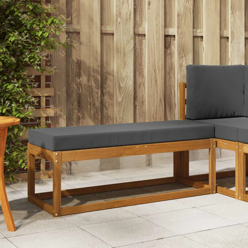 Outdoor Hockerbank legno massiccio acacia naturale e antracite