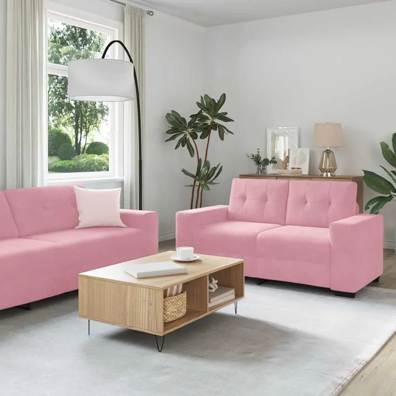 Set di divani 2 pezzi in velluto rosa