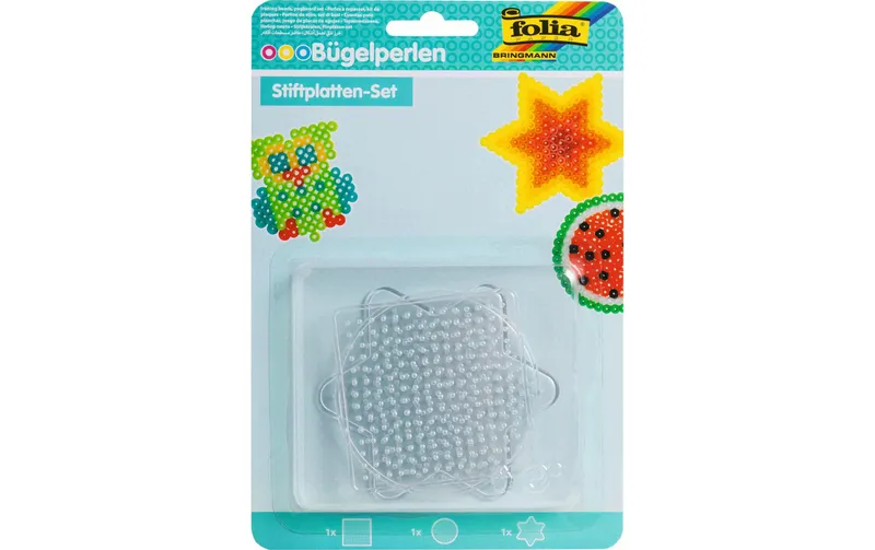 Folia Bügelperlen Platten Stiftplatten-Set transparent