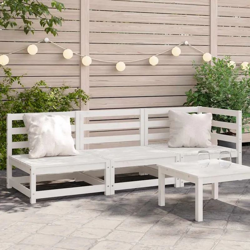 Gartensofa 3-Sitzer bianco legno massiccio pino