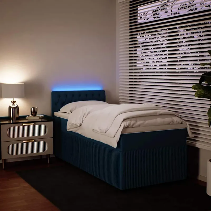 letto boxspring con Matratze blu 90x200 cm Samt