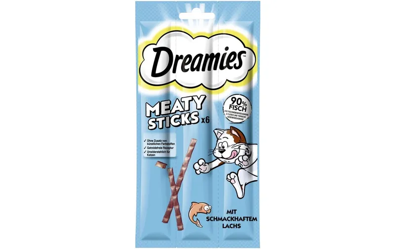 Dreamies Snack per Gatti Bastoncini Carnosi Salmone 6 x 5 g