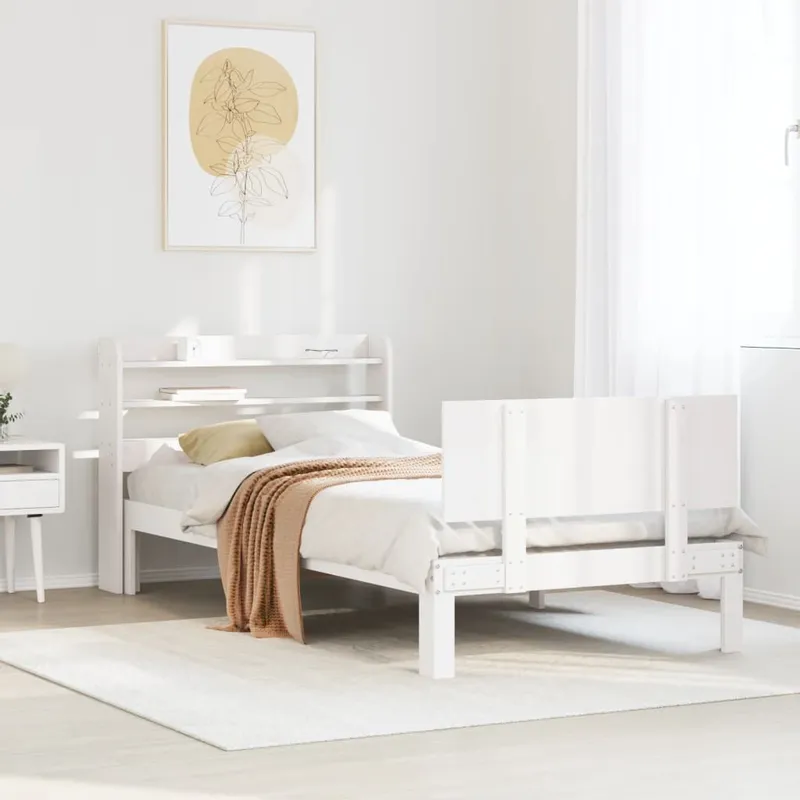 struttura letto con testiera senza materasso bianco 100x200 cm