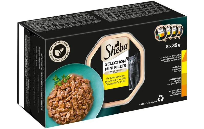 Sheba Nassfutter Selection Mini Filets Sauce Geflügel, 8 x 85g