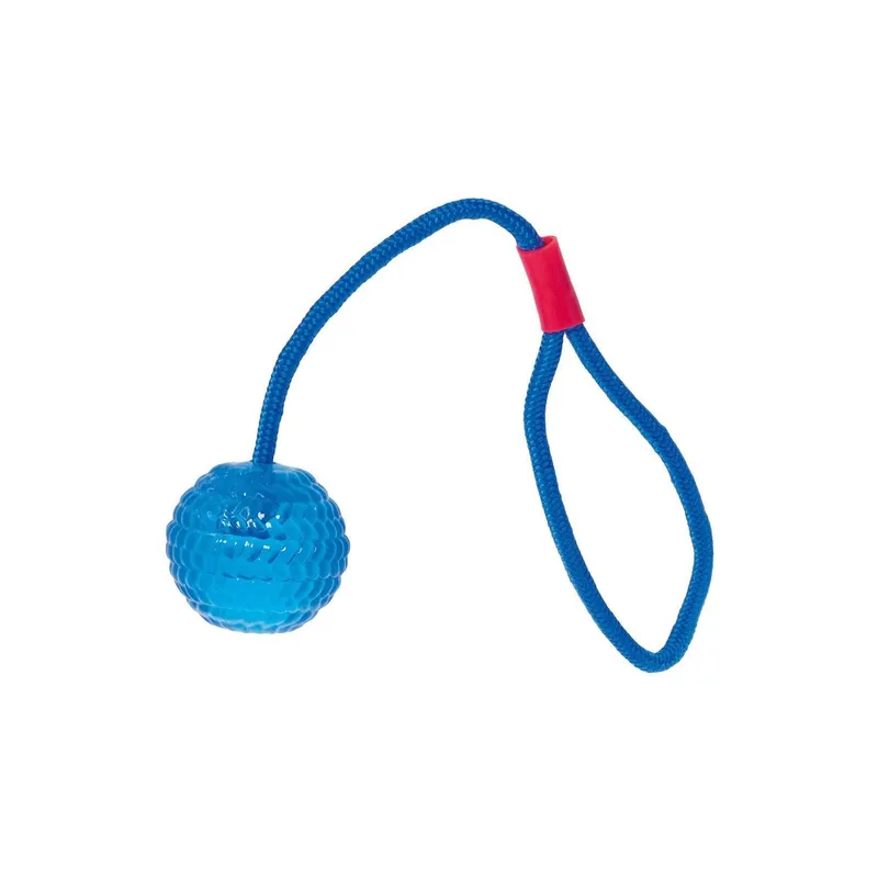 SwissPet Hunde-Spielzeug Ball avec Wurfseil, Ø 7 cm, Hellblau