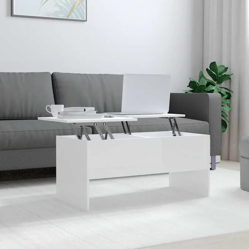 Couchtisch Hochglanz-bianco 102x50,5x46,5 cm derivato del legno