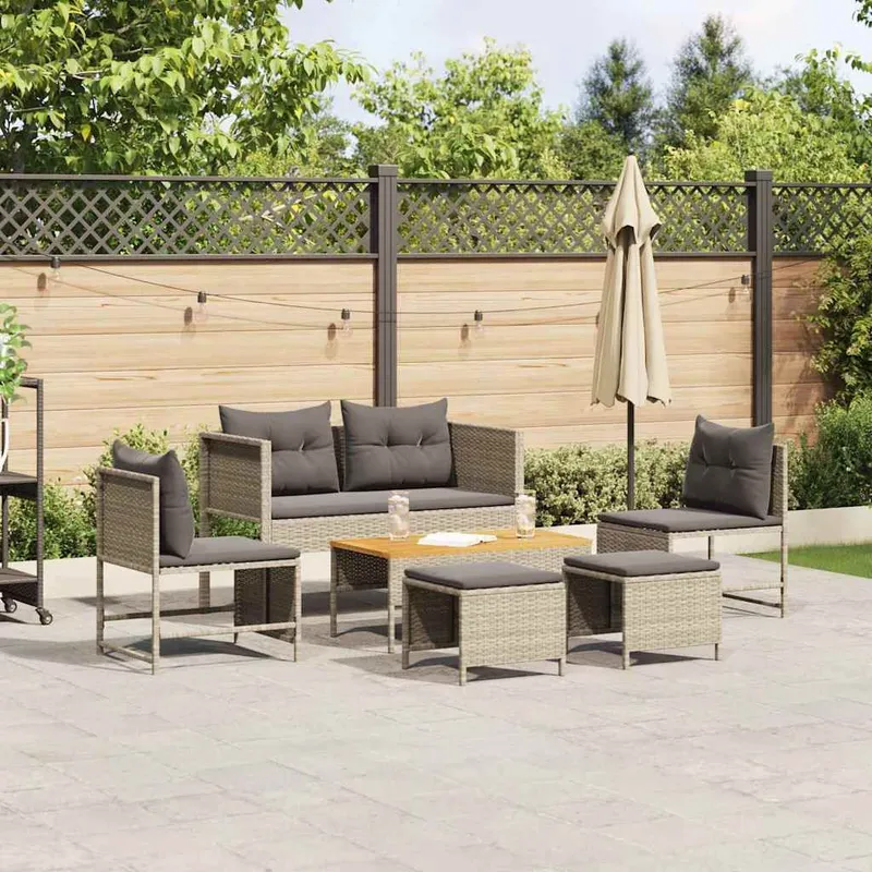 set divano da giardino 6 pz. grigio chiaro e grigio scuro polyrattan