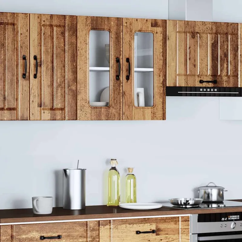 Küchen-Hängeschrank mit Glastür Kalmar Altholz-Optik Holzwerkstoff