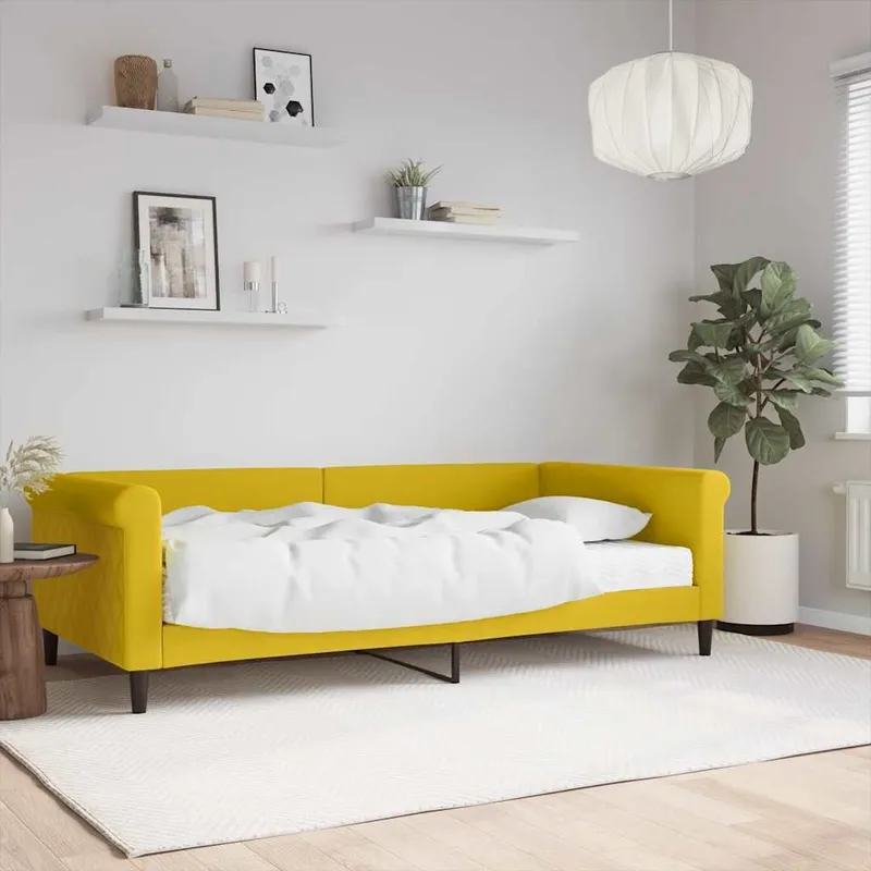 divano letto con materasso giallo 100x200 cm velluto
