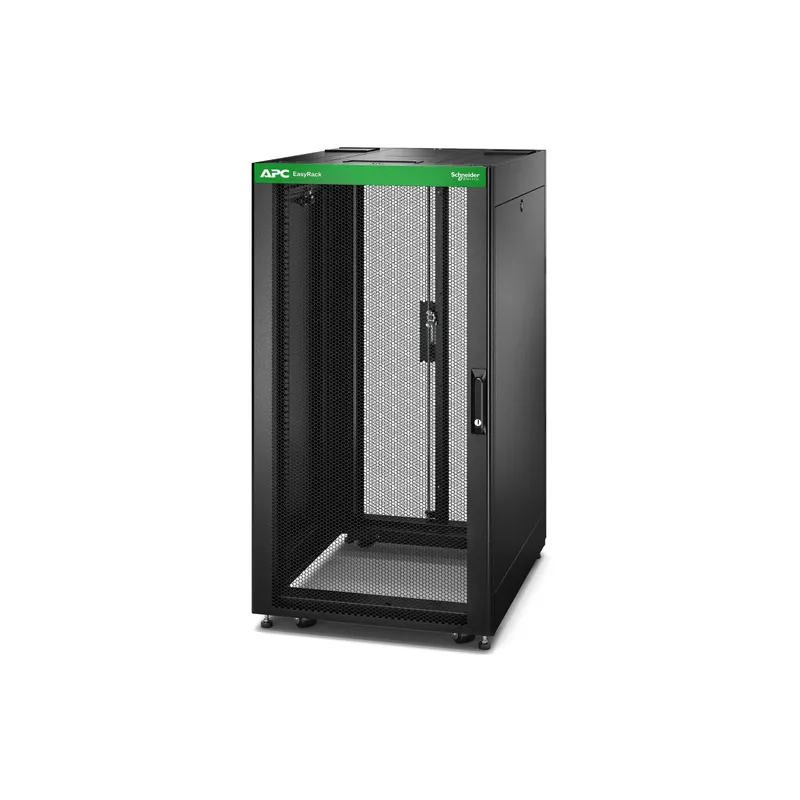 APC Easy Rack 600mm/24U/800mm with Roof Side panel castors feet and 4 Brackets No Bottom black