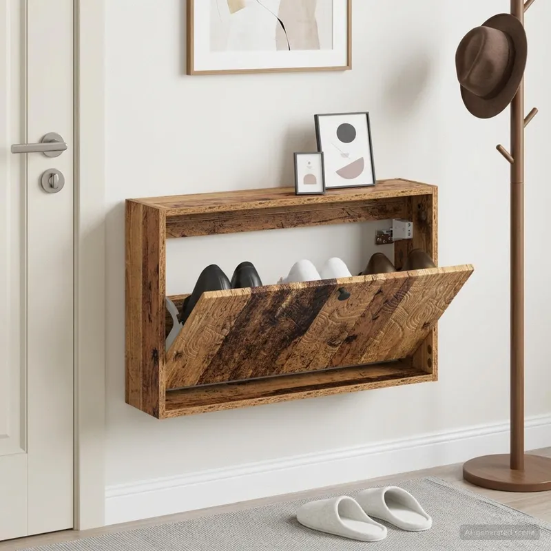 Wandmontierter Schuhschrank DELFT 71 x 17 x 43 cm engineered wood