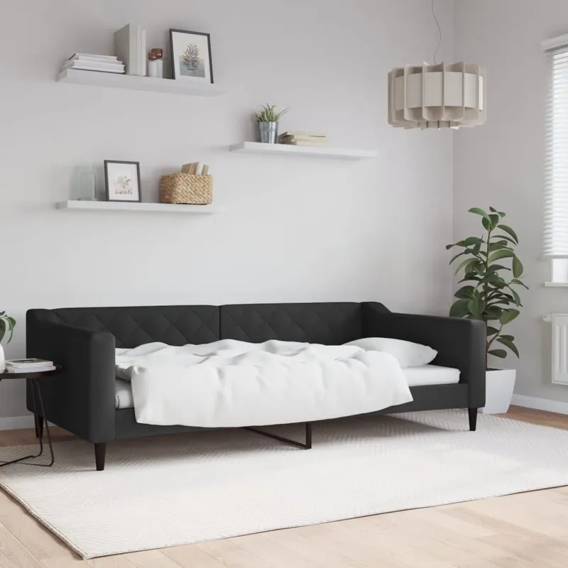 Tagesbett black 100x200 cm fabric