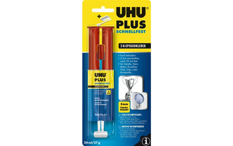 UHU PLUS schnellfest Doppelkammerspritze 27 ml, Transparent