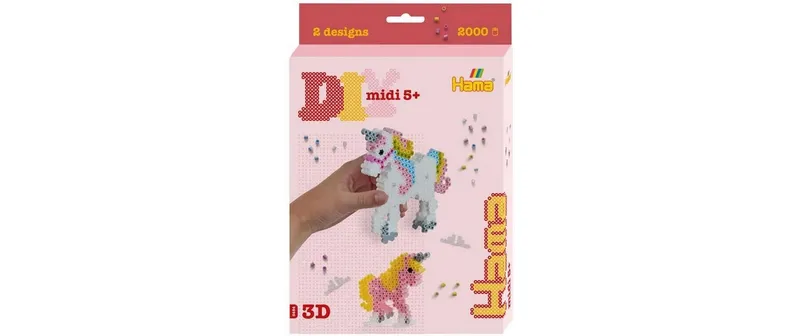 Hama Bügelperlen Midi 3D Einhörner 2000 Stk. multicolore