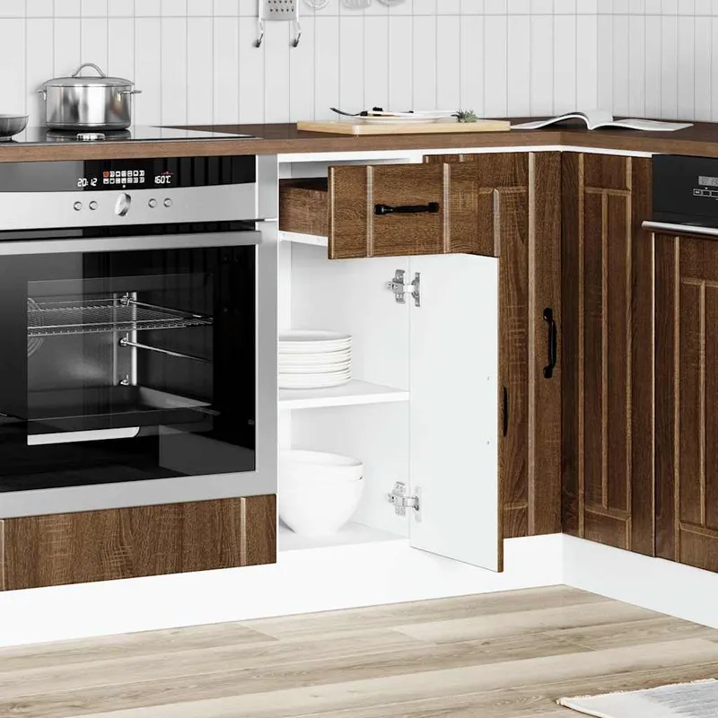 Küchen-Unterschrank Lucca Braun Eichen-Optik Holzwerkstoff