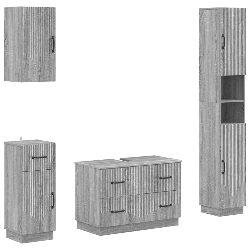 4-teiliges Badezimmer-Schrank-Set HOORN Sonoma-grigio