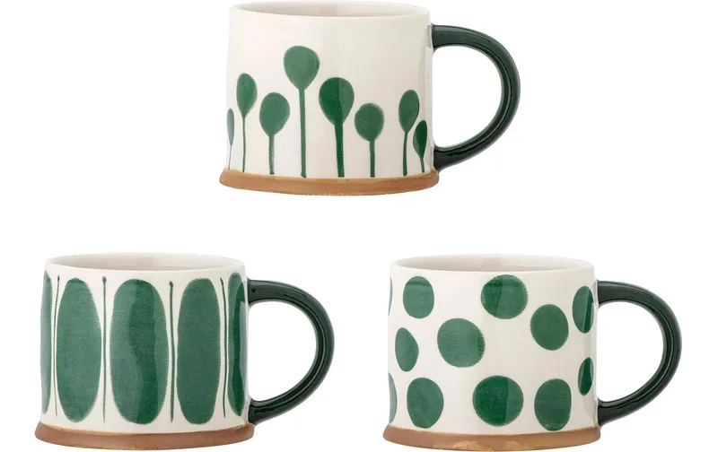 Bloomingville Universaltasse Linora 450 ml, 1 pieces, green/white