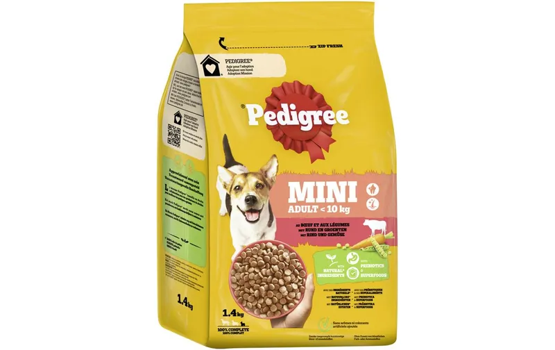 Pedigree Mini Adult mit Rind und Gemüse für kleine Rassen