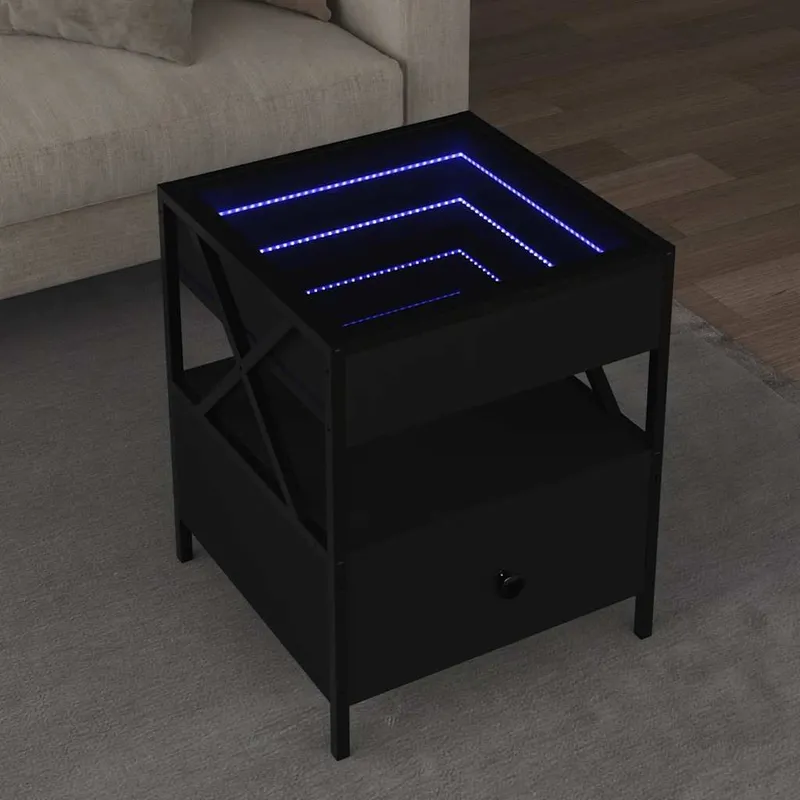 Couchtisch con Infinity-LED nero 40x40x51 cm