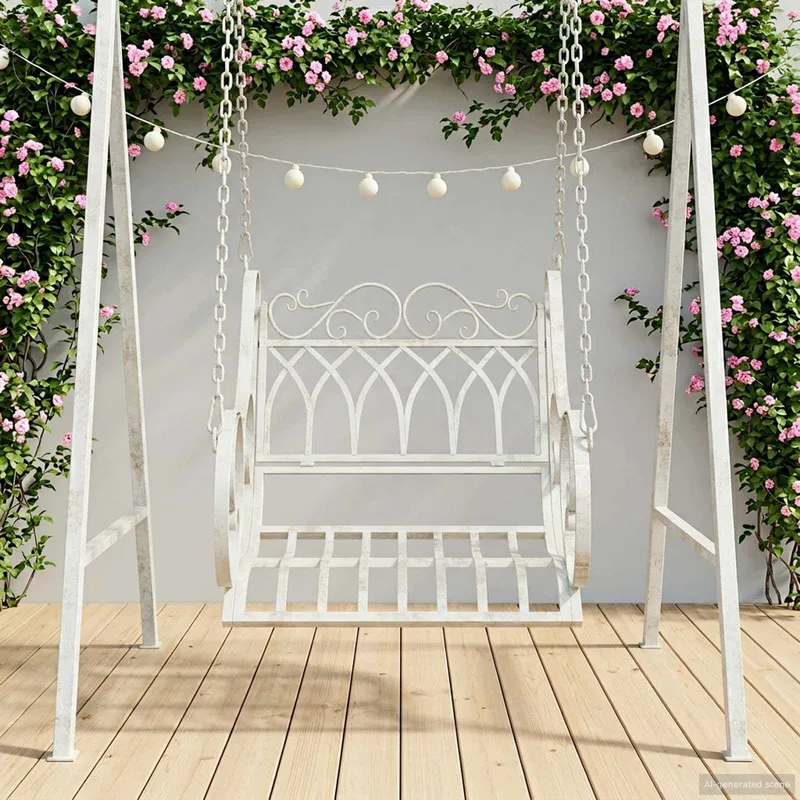 Schaukelbank Stahl 71 x 75 x 59 cm Antik white