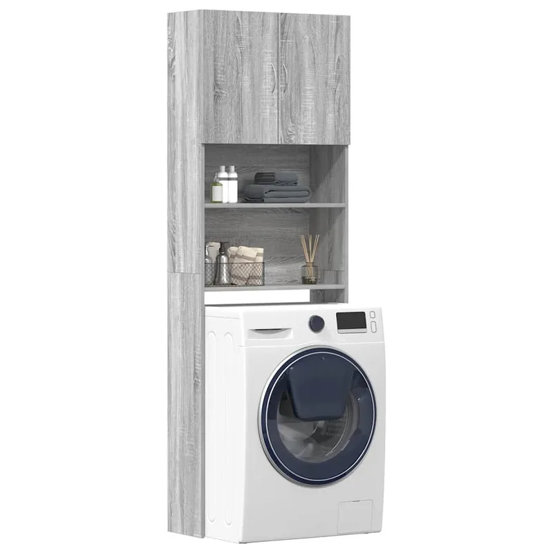 Waschmaschinenschrank grigio Sonoma 64x24x190 cm derivato del legno