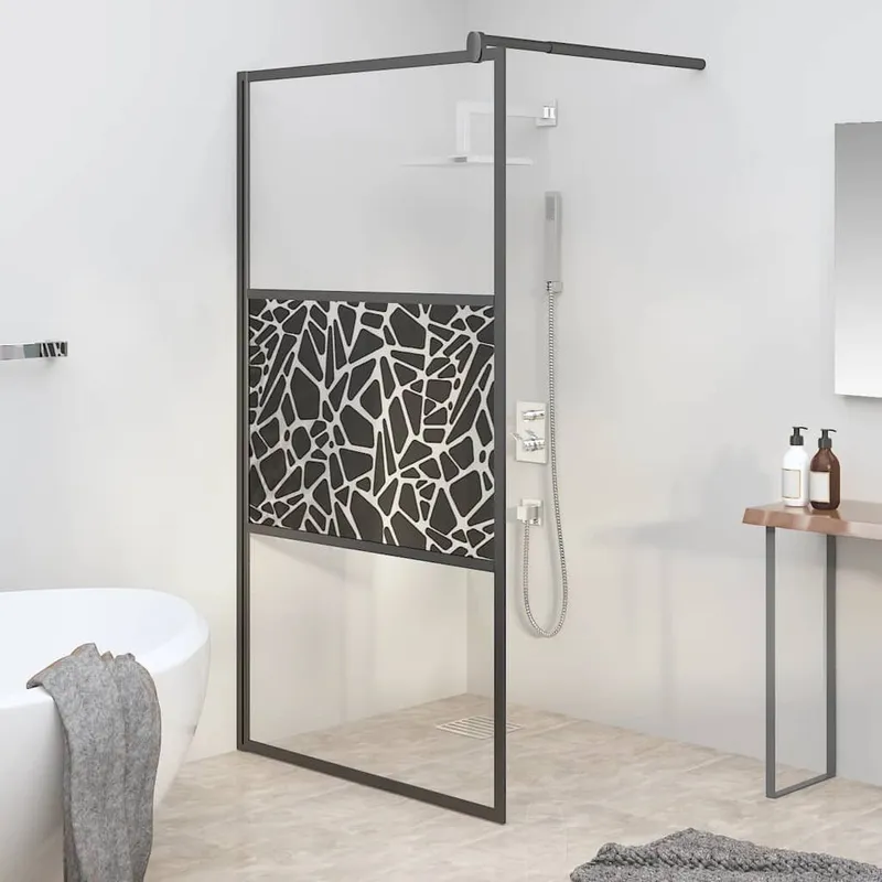 Duschwand for Walk-In Dusche 115x195 cm ESG Steindesign black