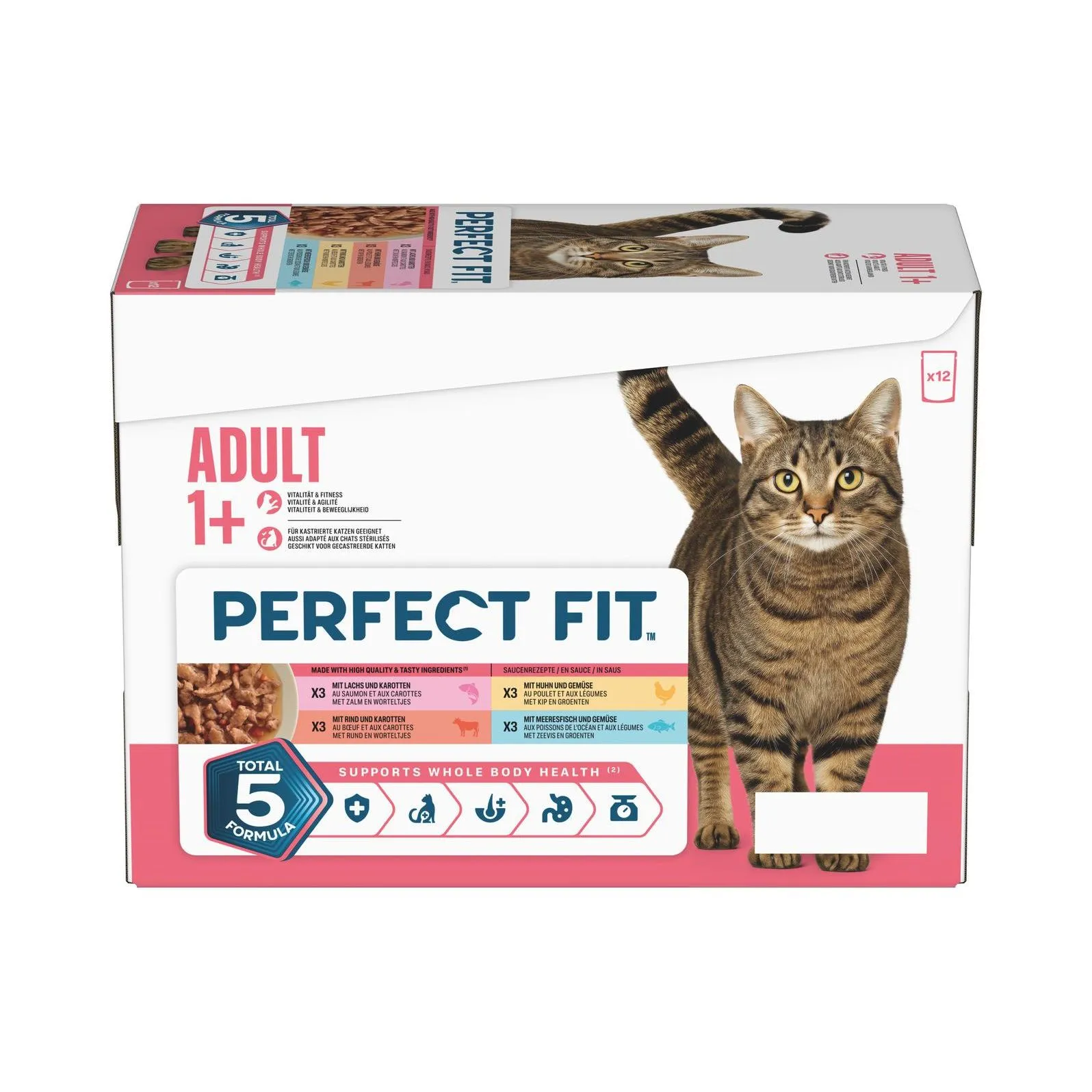 Perfect Fit Nassfutter Huhn, Rind, Lachs, Meeresfisch 12 x 85 g