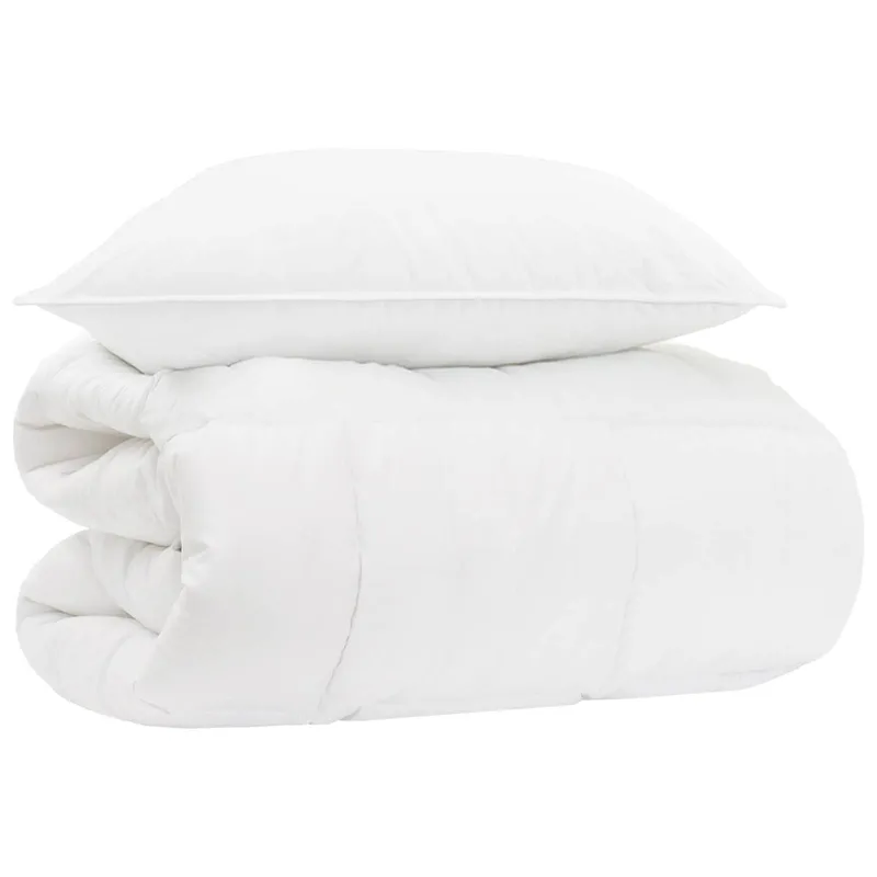 Ensemble de couette et oreillers de lit 2 pc Blanc