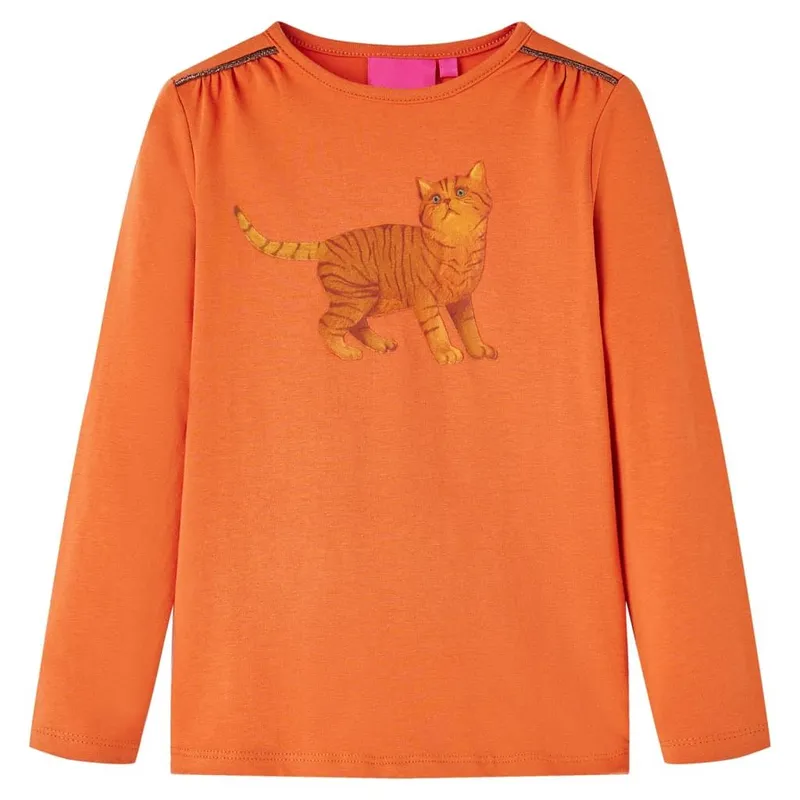 T-shirt enfants à manches longues orange brûlé 104