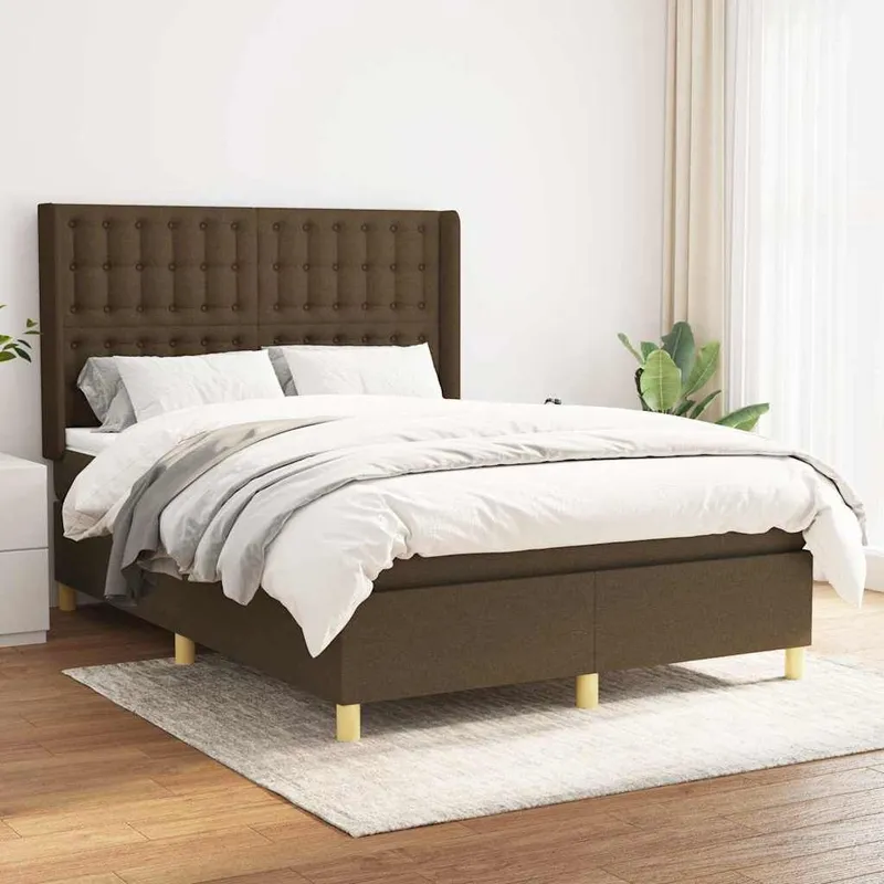 letto boxspring mit Matratze Dunkelbraun 140x190 cm tessuto