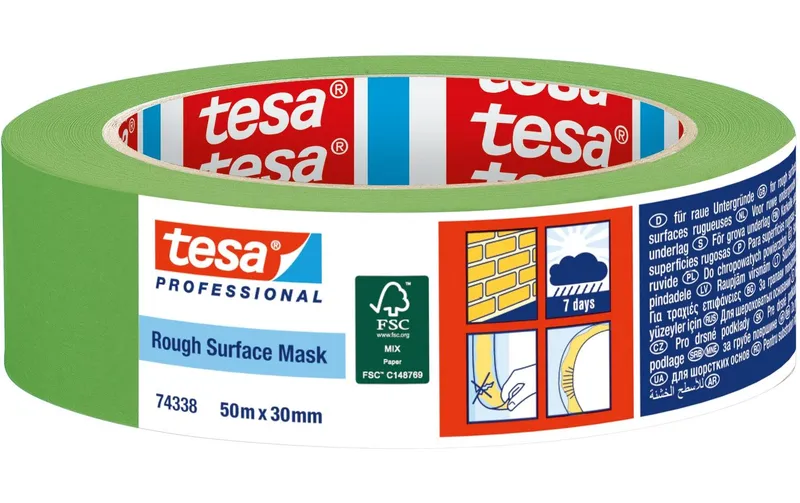 tesa Malerband Krepp pour raue Oberflächen 50 m x 30 mm