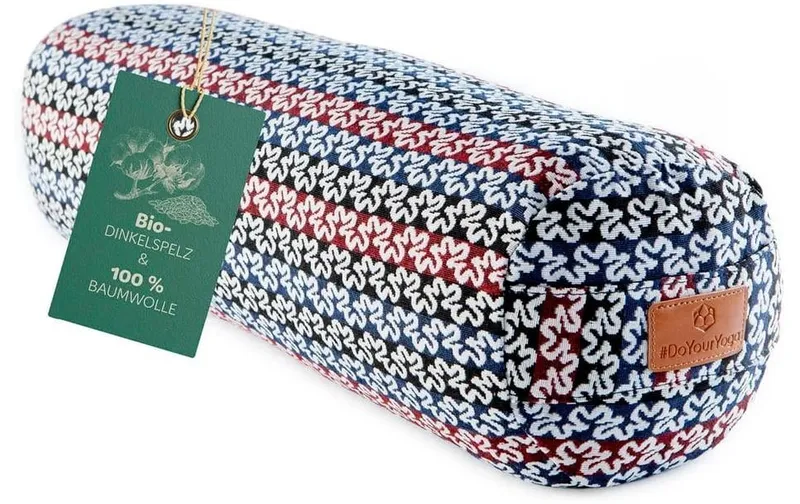 DoYourYoga Yoga-Bolster Tarik, Dinkelspelz, Mehrfarbig/Blau