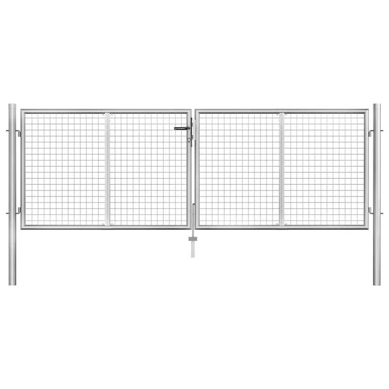 Gartentor verzinkter Stahl 306x75 cm Silber