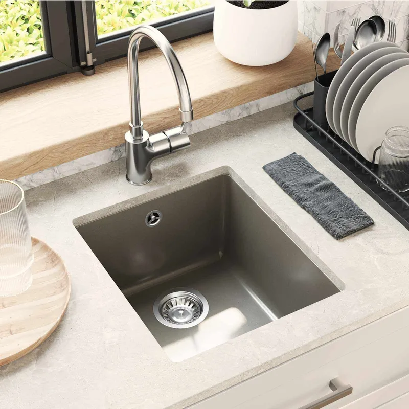 Waschbecken 80% Quarz and 20% Harz 370 x 460 mm grey