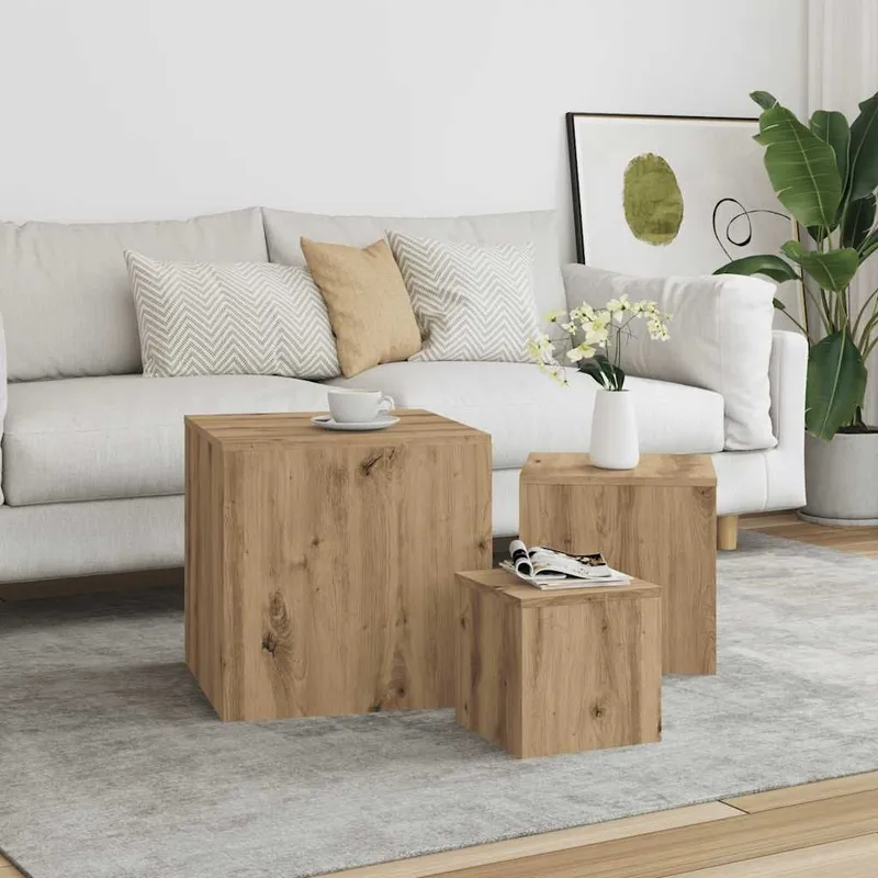 Beistelltische 3 Stk. Artisan-Eiche derivato del legno