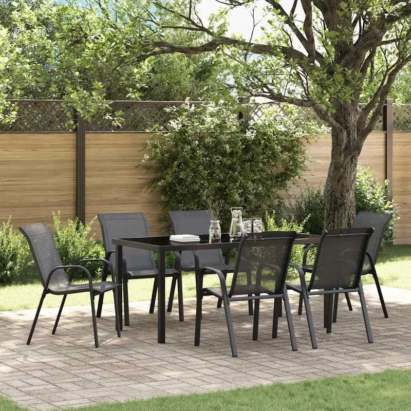 Stapelbare Gartenstühle 6 Stk. Schwarz Textilene