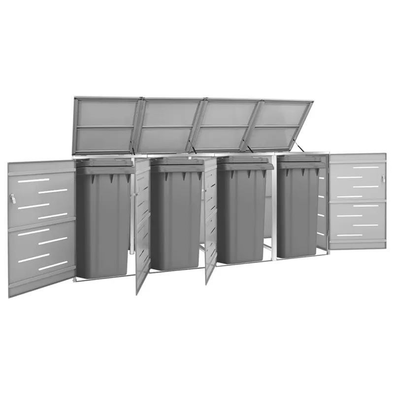 box per bidoni per 4 Tonnen 276,5x77,5x115 cm Edelstahl