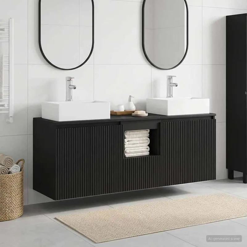 Badezimmerschrank-Set 3 stk. Schwarz 49,5 x 41 x 62,5 cm