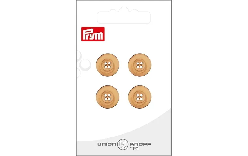 Prym Union Knopf Knöpfe 4-Loch 15 mm, 4 pezzi, beige