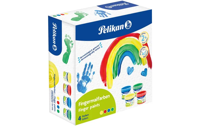 Pelikan Fingerfarbe Basis, 4 pezzi , blu/rosso/verde/giallo